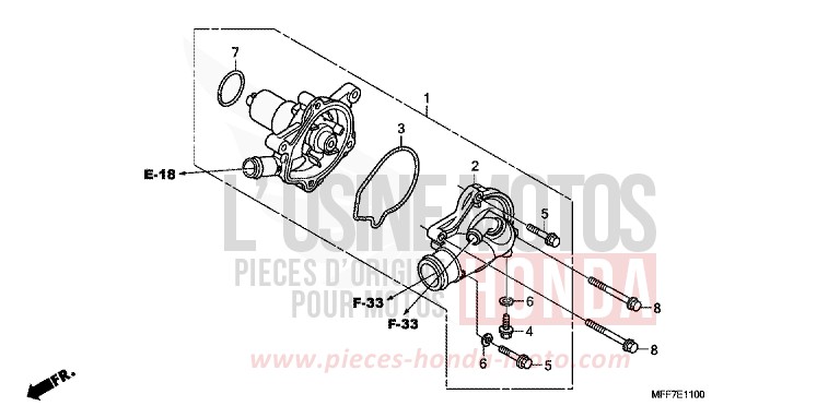 WATER PUMP for TRANSALP ABS SHASTA WHITE (NH138X) from 2011